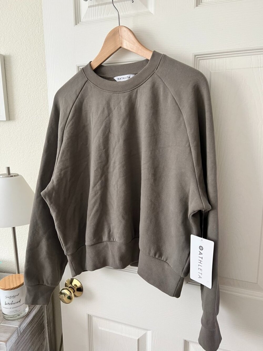 Athleta Easy Fleece Crew Sweatshirt Clay NWT M Plush Soft Oversized - Picture 2 of 9